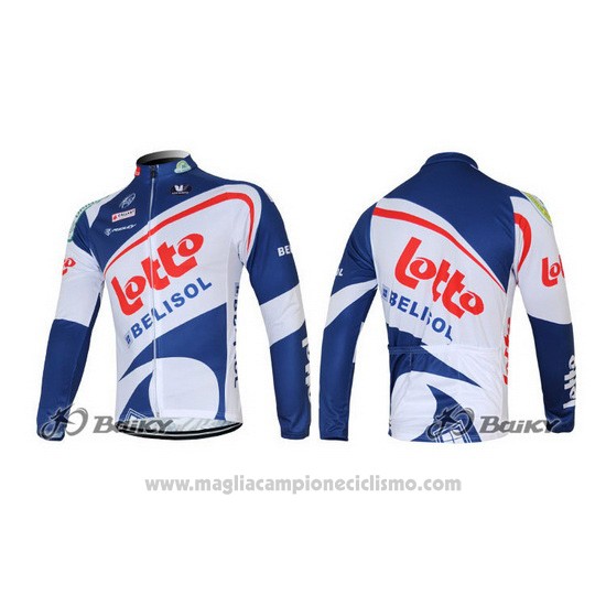 2012 Abbigliamento Ciclismo Lotto Belisol Bianco e Blu Manica Lunga e Salopette